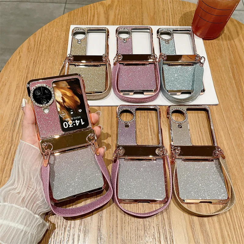 Suitable for OPPO Find N3 Flip phone case, vegan leather hinge, N2FLIP carrying wrist strap, drop-proof protective case