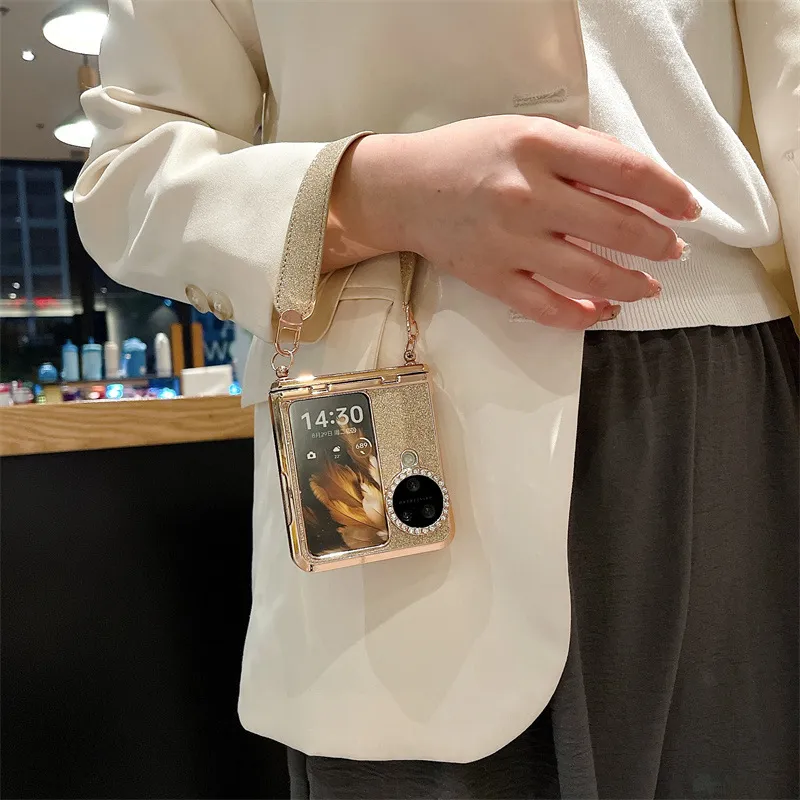 Suitable for OPPO Find N3 Flip phone case, vegan leather hinge, N2FLIP carrying wrist strap, drop-proof protective case