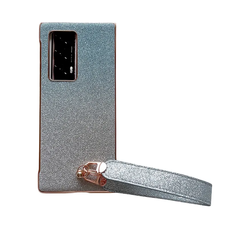 Compatible with Huawei Mate X2 phone case, MATE X2 vegan leather folding handle with wrist strap, glitter, drop-proof protective case