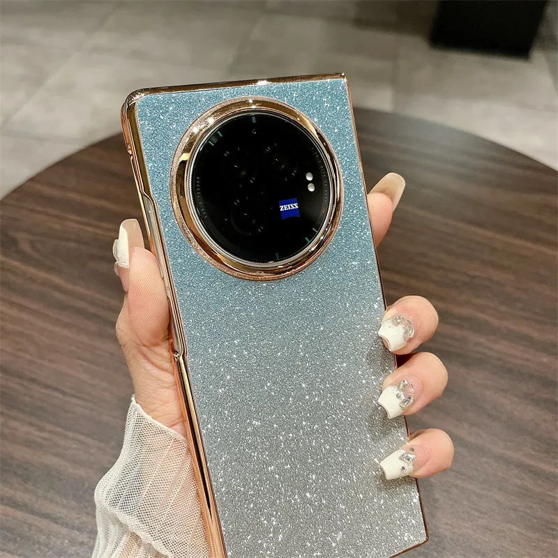 VIVO XFOLD3 phone case, xfold3pro folding glitter wrist strap, vegan leather, shockproof protective case.