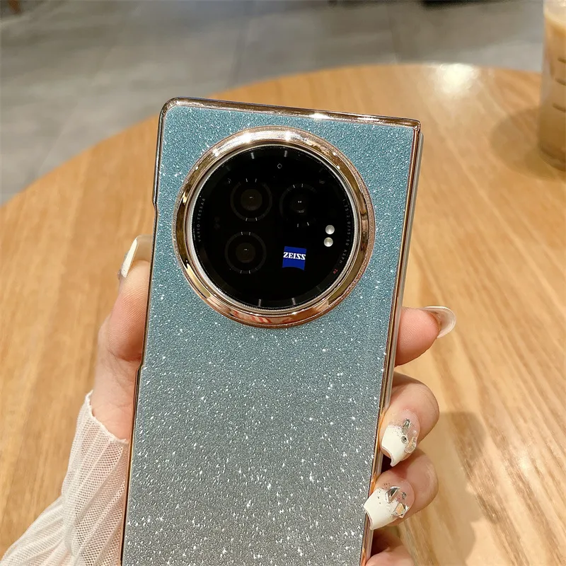 VIVO XFOLD3 phone case, xfold3pro folding glitter wrist strap, vegan leather, shockproof protective case.