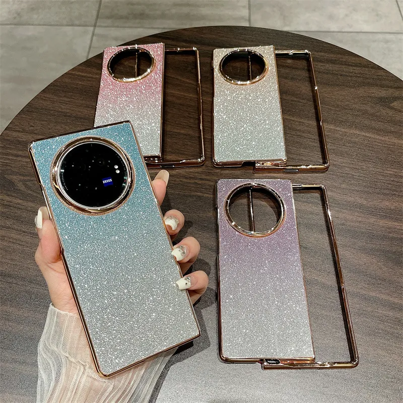 VIVO XFOLD3 phone case, xfold3pro folding glitter wrist strap, vegan leather, shockproof protective case.
