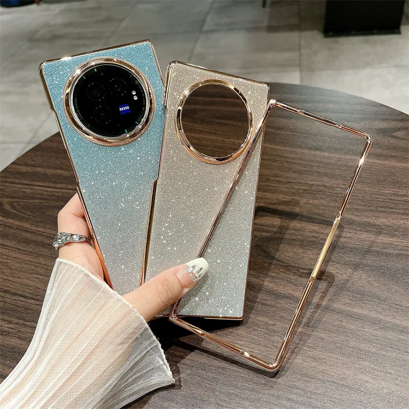VIVO XFOLD3 phone case, xfold3pro folding glitter wrist strap, vegan leather, shockproof protective case.