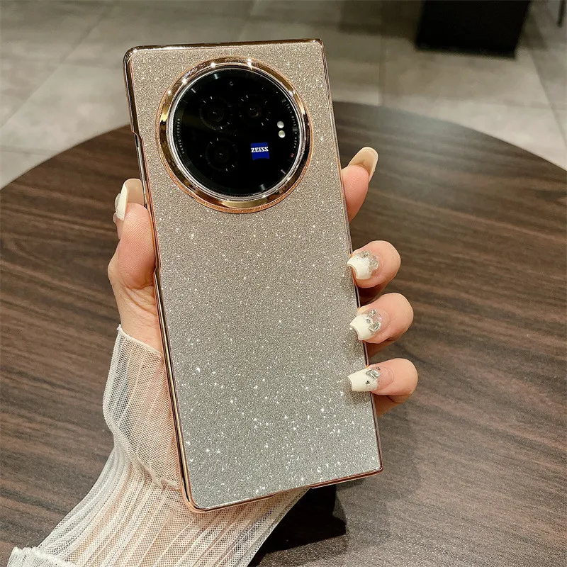 VIVO XFOLD3 phone case, xfold3pro folding glitter wrist strap, vegan leather, shockproof protective case.