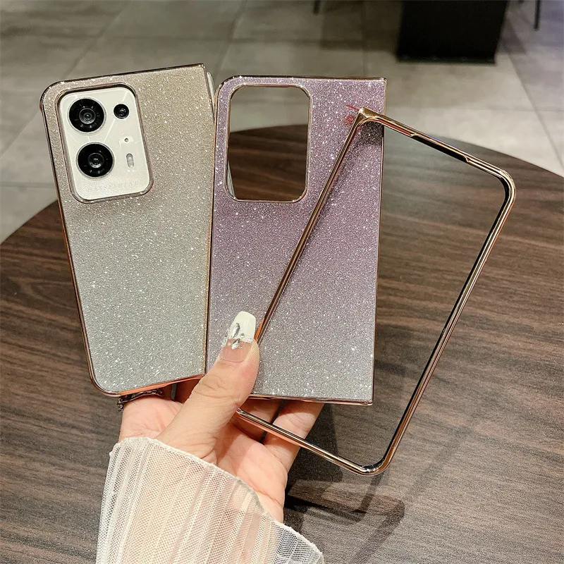Compatible with OPPO Find N2 phone case, foldable screen, FINDN3 carrying wrist strap, glittery leather, drop-proof protective case