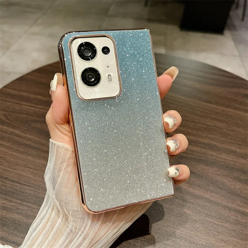 Compatible with OPPO Find N2 phone case, foldable screen, FINDN3 carrying wrist strap, glittery leather, drop-proof protective case