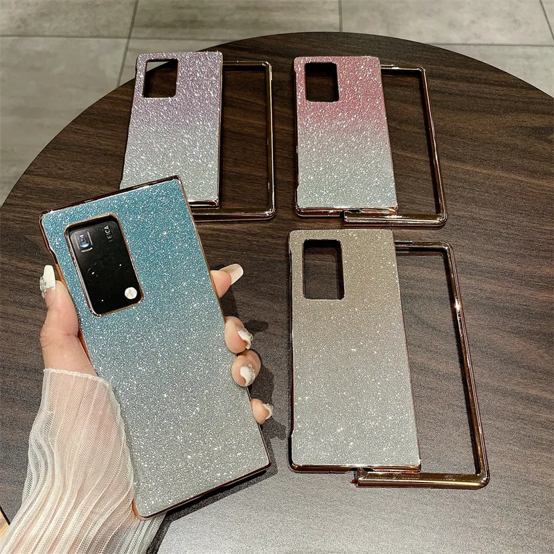 Compatible with Huawei Mate X2 phone case, foldable wrist strap, vegan leather, glitter, full coverage, shockproof protective case, 5G.