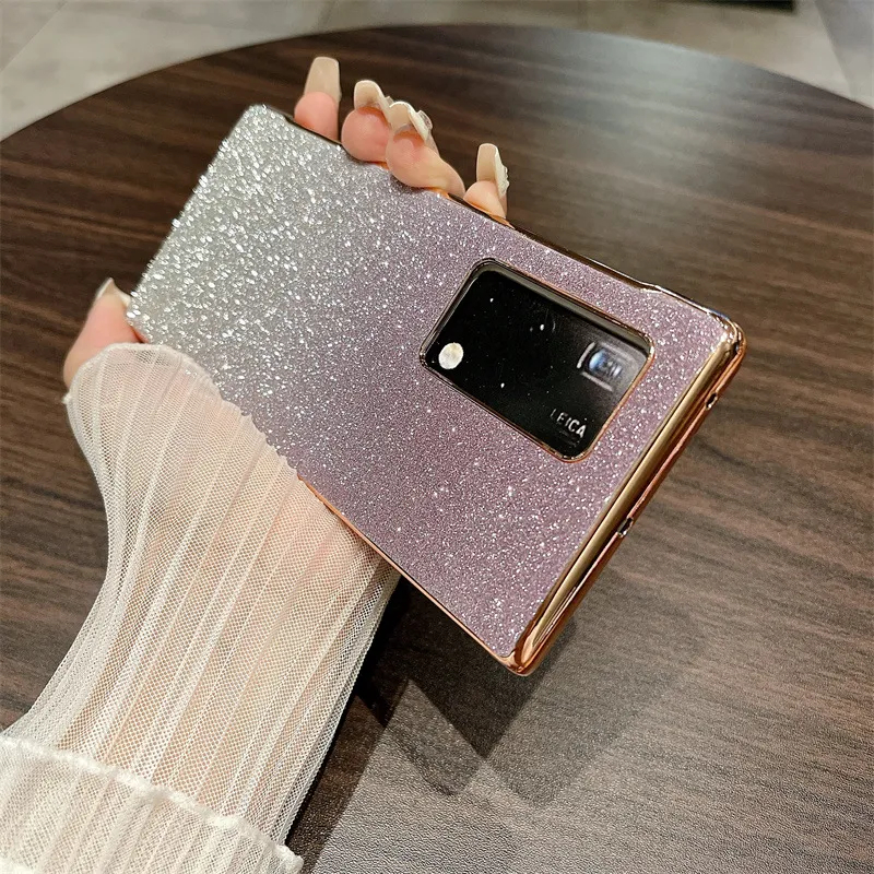 Compatible with Huawei Mate X2 phone case, foldable wrist strap, vegan leather, glitter, full coverage, shockproof protective case, 5G.