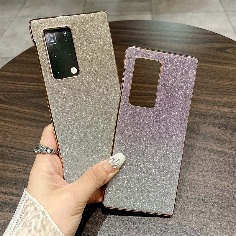 Compatible with Huawei Mate X2 phone case, foldable wrist strap, vegan leather, glitter, full coverage, shockproof protective case, 5G.