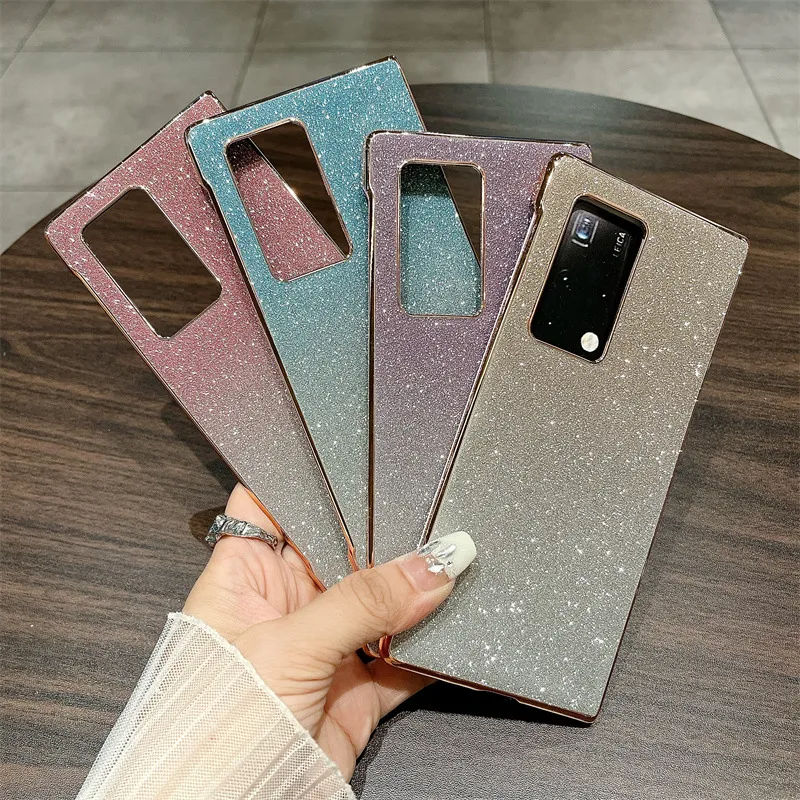 Compatible with Huawei Mate X2 phone case, foldable wrist strap, vegan leather, glitter, full coverage, shockproof protective case, 5G.