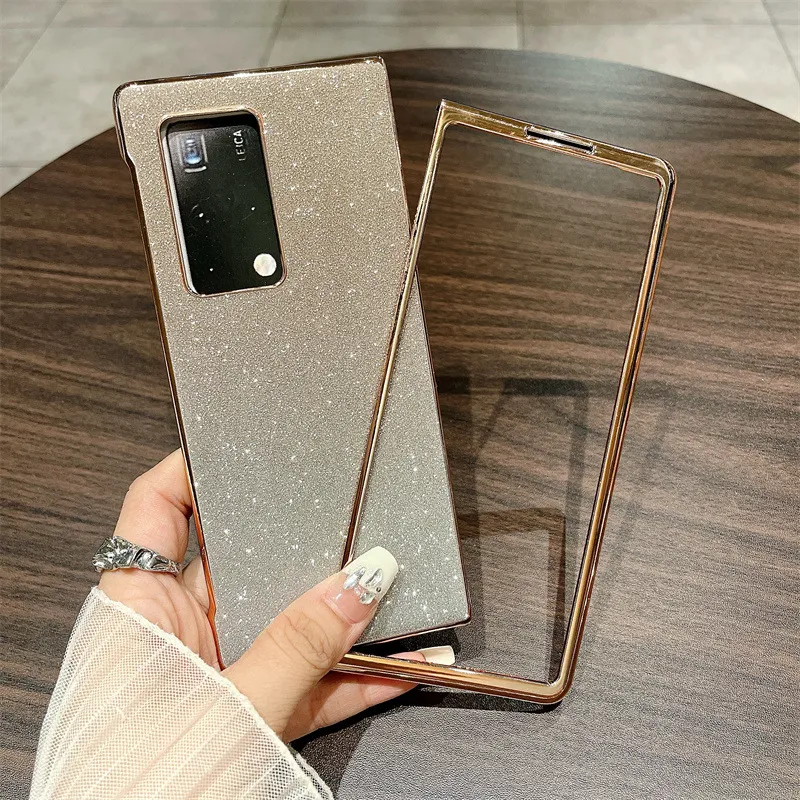 Compatible with Huawei Mate X2 phone case, foldable wrist strap, vegan leather, glitter, full coverage, shockproof protective case, 5G.