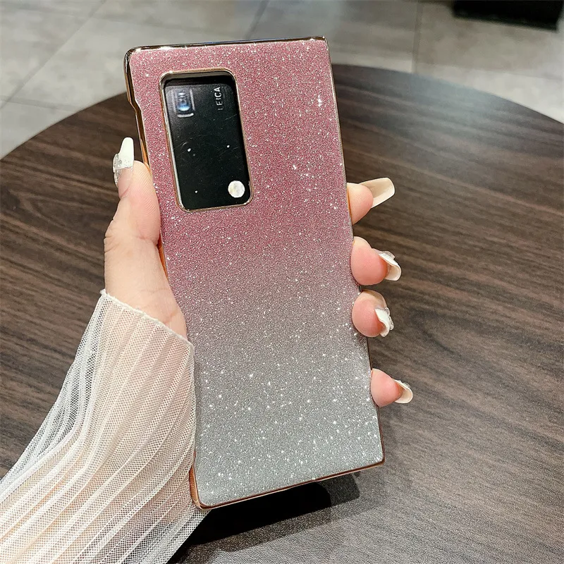 Compatible with Huawei Mate X2 phone case, foldable wrist strap, vegan leather, glitter, full coverage, shockproof protective case, 5G.