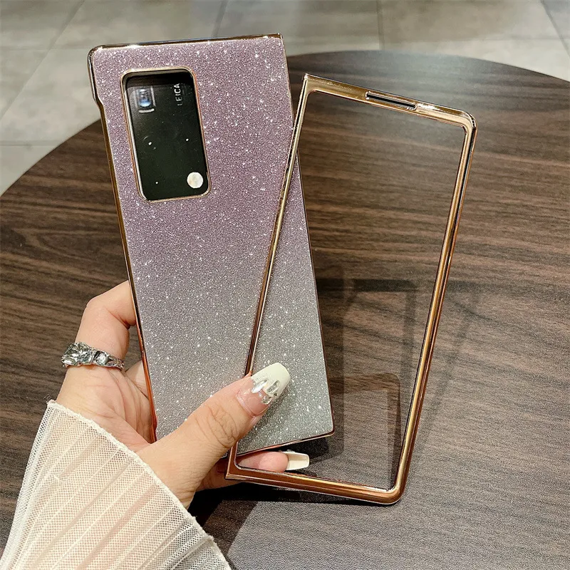 Compatible with Huawei Mate X2 phone case, foldable wrist strap, vegan leather, glitter, full coverage, shockproof protective case, 5G.