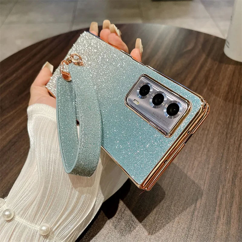 Honor MagicVS2 phone case, VS2 folding screen case, glittery carrying case with wrist strap, full-coverage drop-proof protective case.