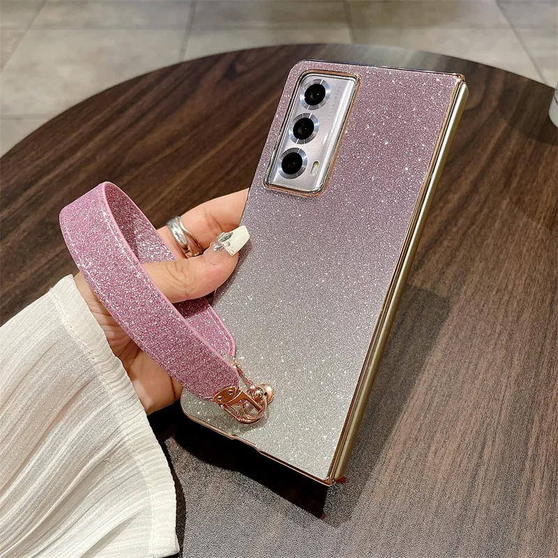 Honor MagicVS2 phone case, VS2 folding screen case, glittery carrying case with wrist strap, full-coverage drop-proof protective case.