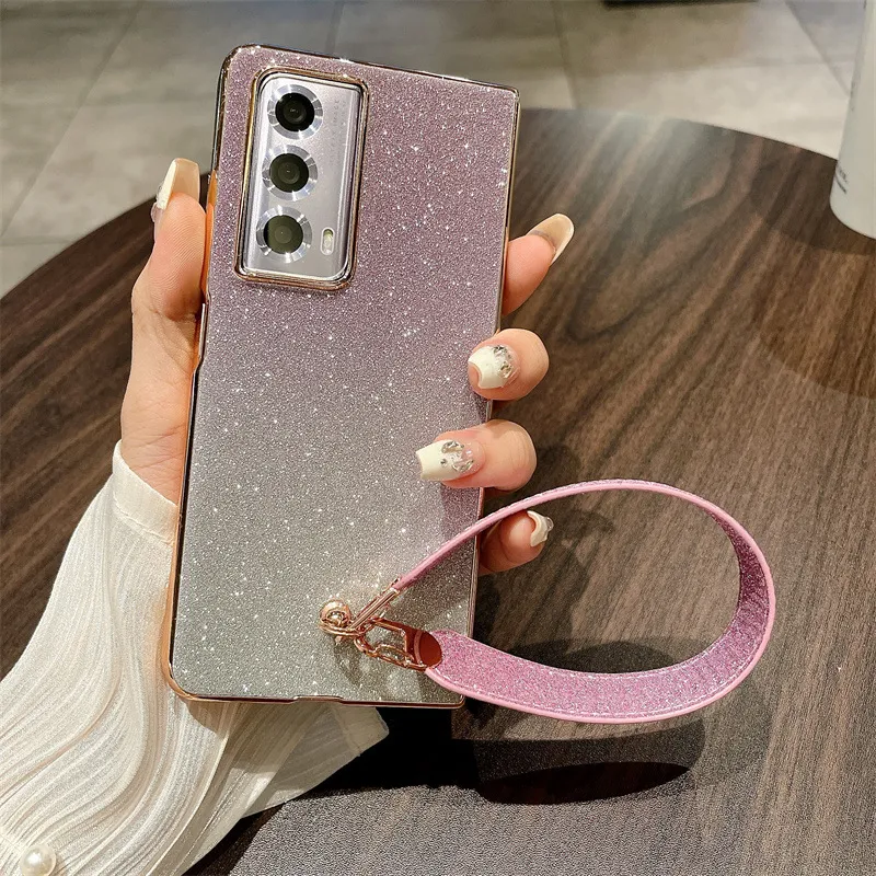Honor MagicVS2 phone case, VS2 folding screen case, glittery carrying case with wrist strap, full-coverage drop-proof protective case.