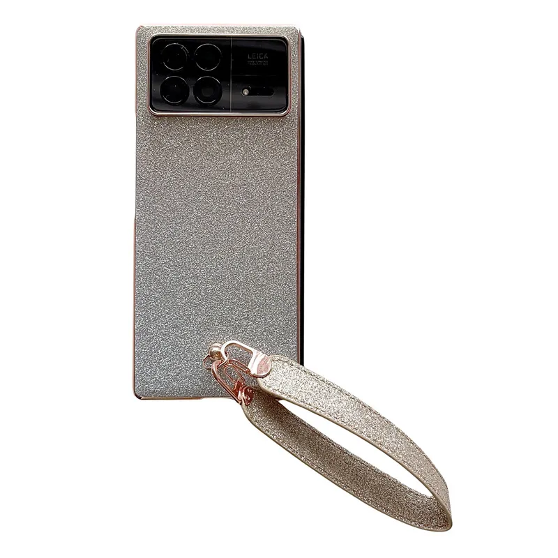 Xiaomi MIX FOLD3 phone case, glittery, wrist strap, drop-proof protective case.