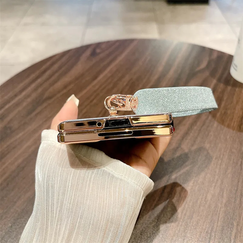 Xiaomi MIX FOLD3 phone case, glittery, wrist strap, drop-proof protective case.