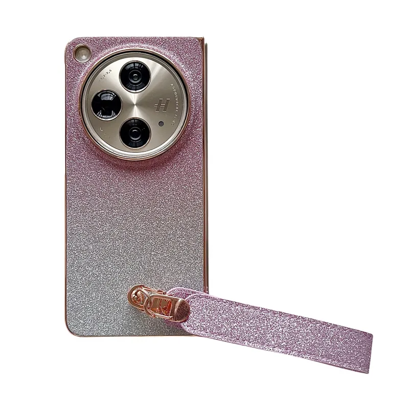 Compatible with OPPO Find N3 phone case, foldable screen, FINDN2 carrying wrist strap, glittery leather, drop-proof protective case