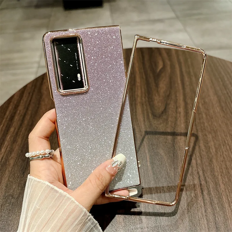 Honor MagicV2 phone case, glitter, ultra-thin foldable screen case, wrist strap, full-coverage drop-proof protective case.