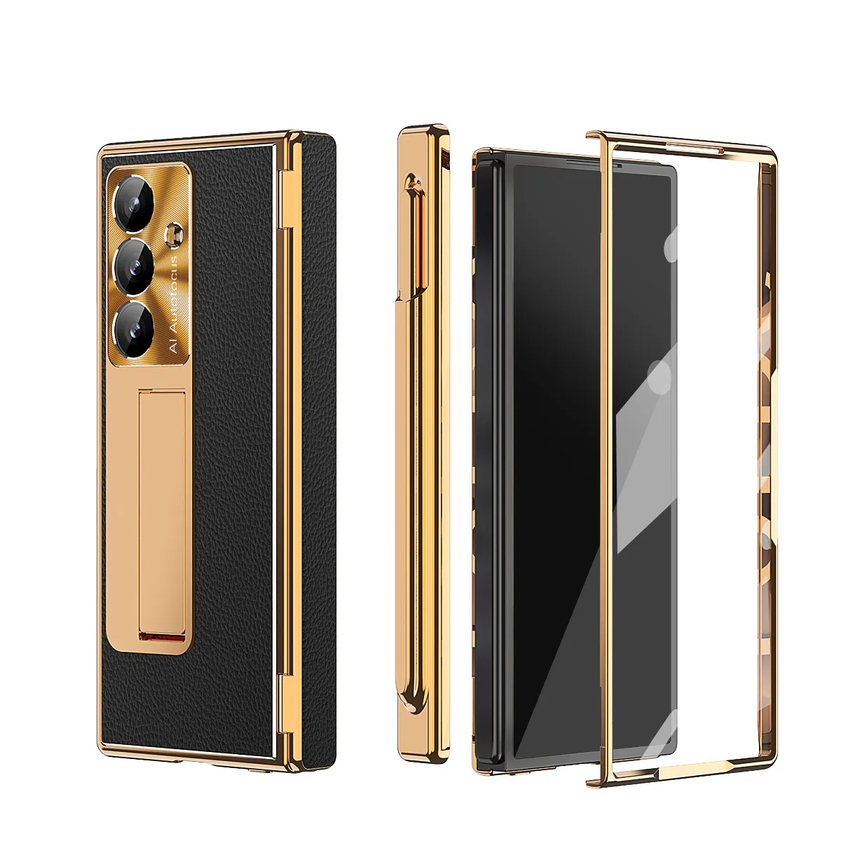 Compatible with Samsung Zfold 8 Ultra phone case, magnetic pen slot hinge, vegan leather, FOLD 8 folding shockproof protective case