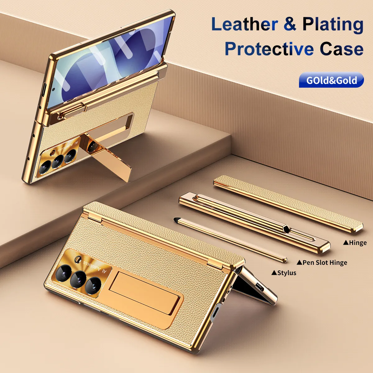 Compatible with Samsung Zfold 8 Ultra phone case, magnetic pen slot hinge, vegan leather, FOLD 8 folding shockproof protective case
