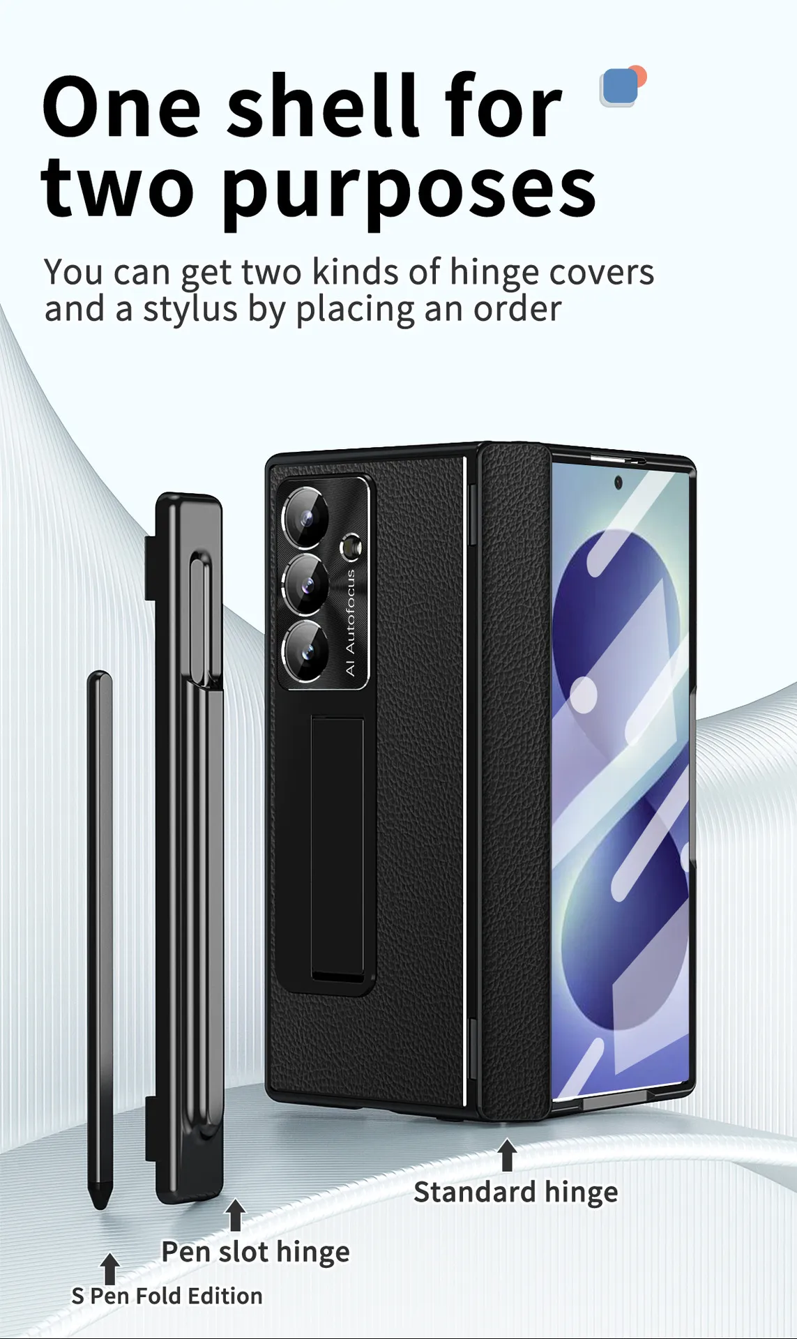 Compatible with Samsung Zfold 8 Ultra phone case, magnetic pen slot hinge, vegan leather, FOLD 8 folding shockproof protective case