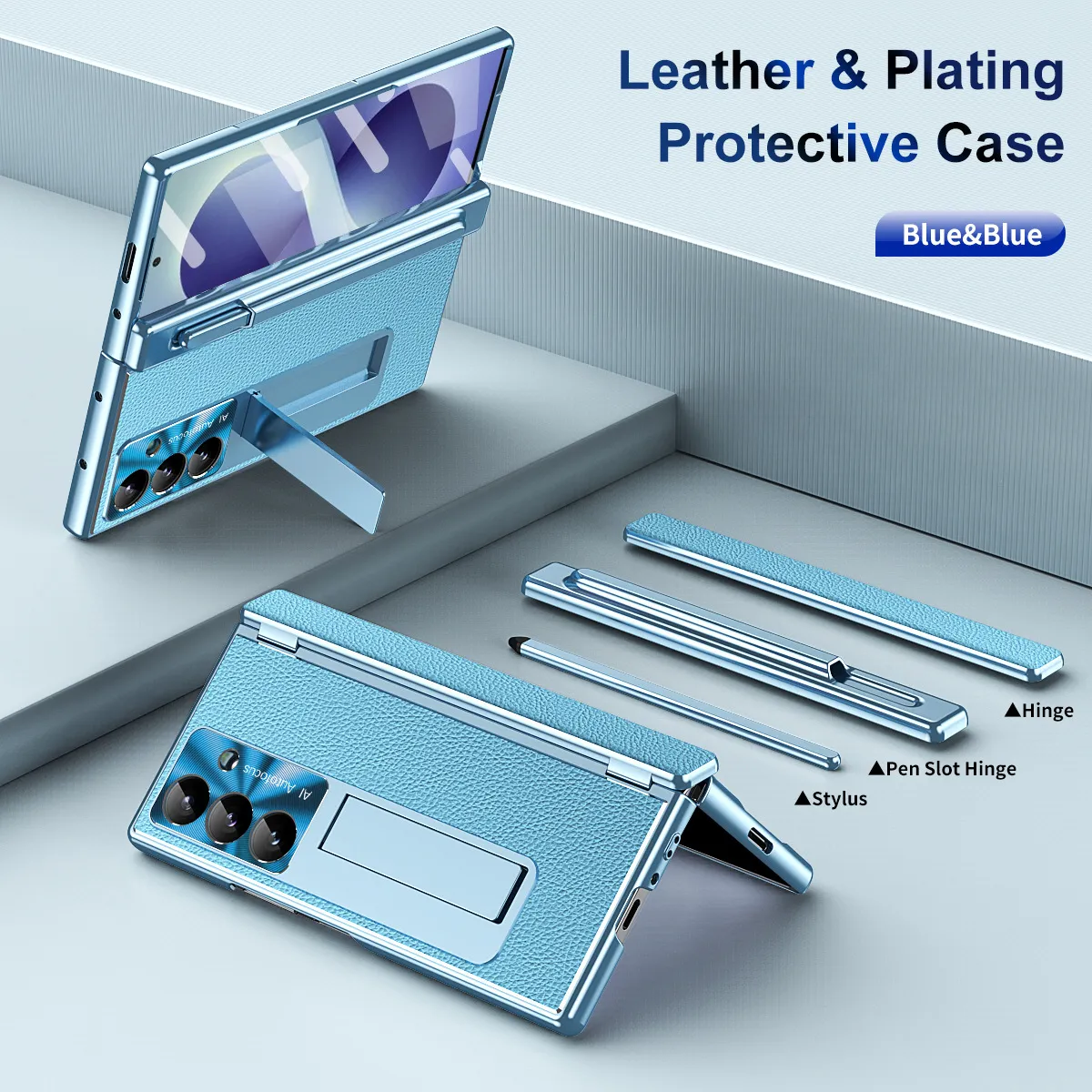 Compatible with Samsung Zfold 8 Ultra phone case, magnetic pen slot hinge, vegan leather, FOLD 8 folding shockproof protective case