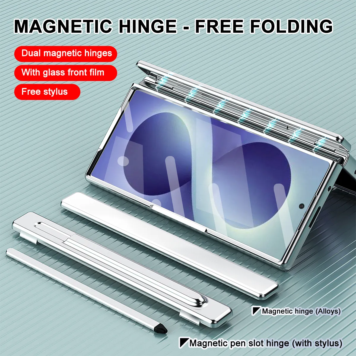 Compatible with Samsung Zfold8 Ultra phone case, ZFOLD8 pen slot aluminum alloy double hinge full-coverage protective case