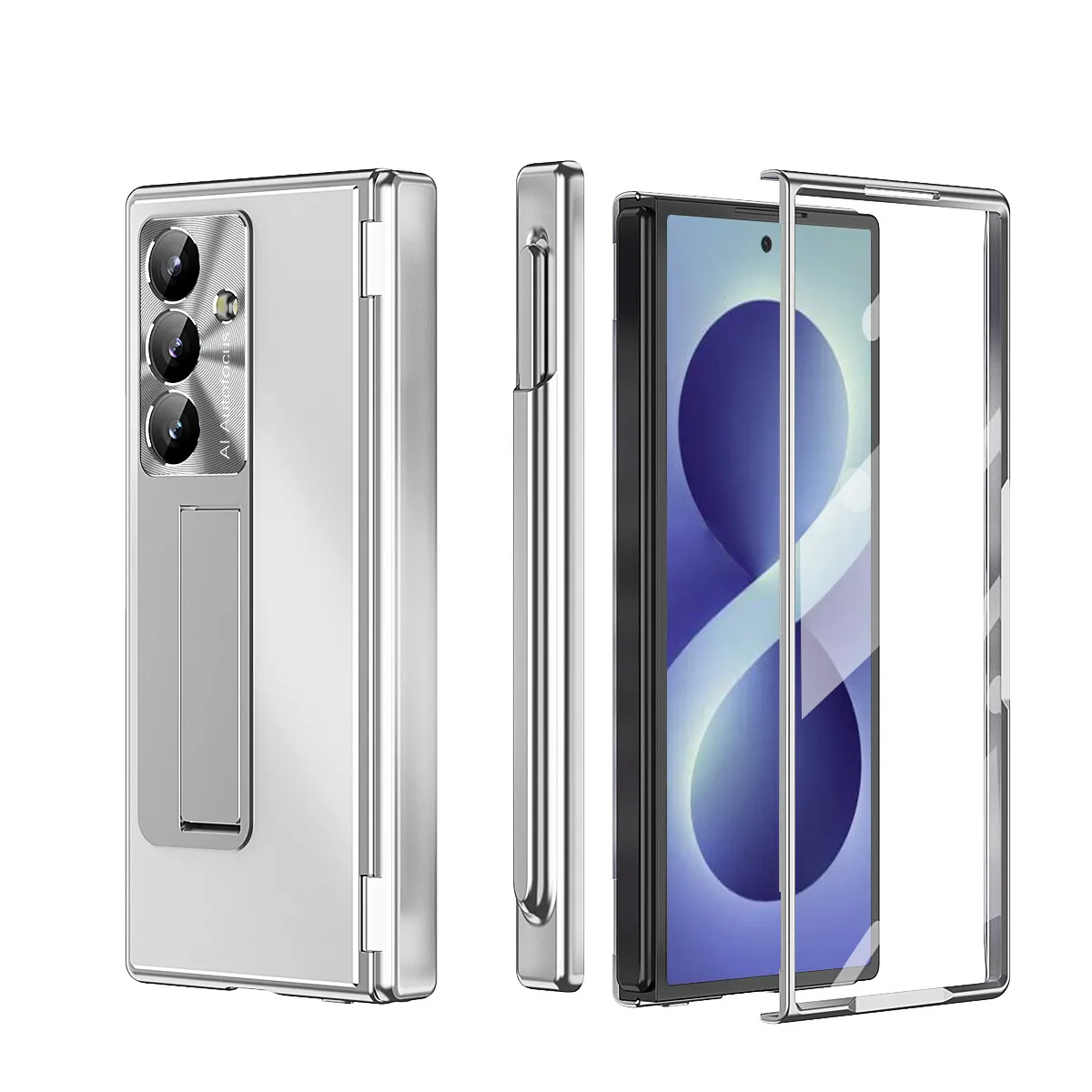 Compatible with Samsung Zfold8 Ultra phone case, ZFOLD8 pen slot aluminum alloy double hinge full-coverage protective case