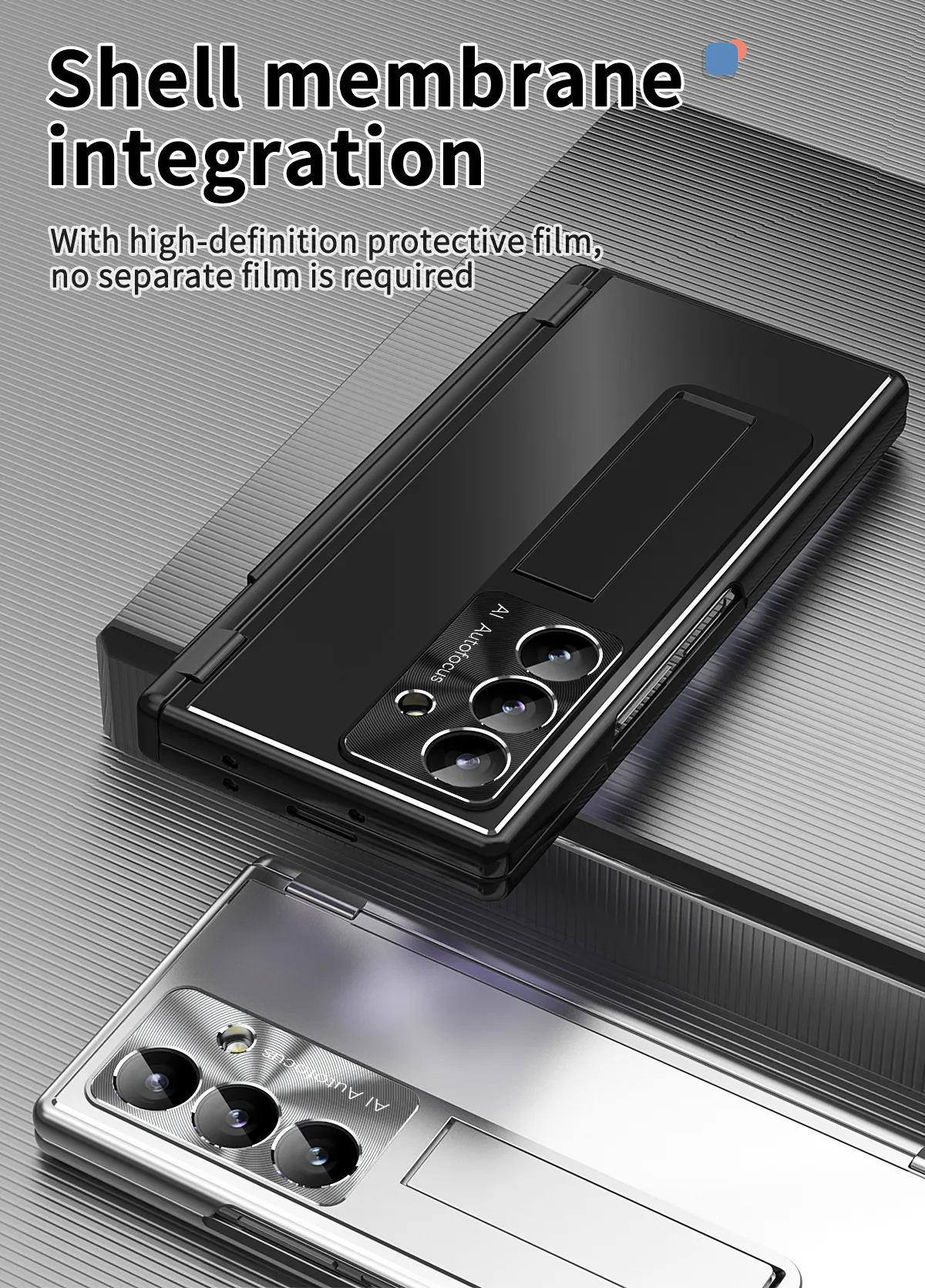 Compatible with Samsung Zfold8 Ultra phone case, ZFOLD8 pen slot aluminum alloy double hinge full-coverage protective case