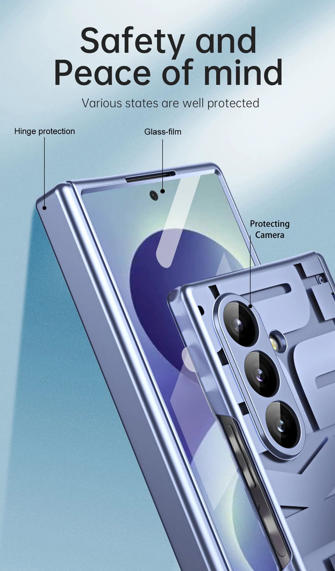 Compatible with Samsung Zfold8 Ultra phone case, FOLD8 foldable screen trendy electroplated hinge drop-proof protective case