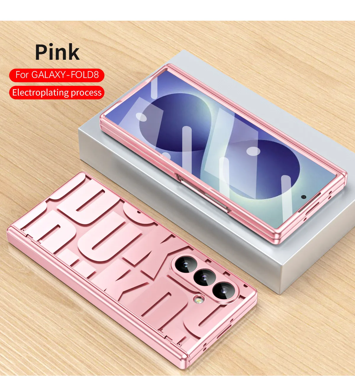 Compatible with Samsung Zfold8 Ultra phone case, FOLD8 foldable screen trendy electroplated hinge drop-proof protective case