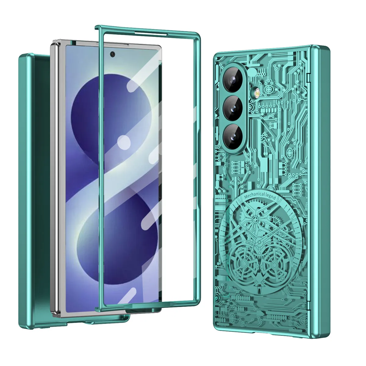 Compatible with Samsung Zfold8 Ultra phone case, FOLD8 foldable screen electroplated mechanical legendary full-coverage protective case