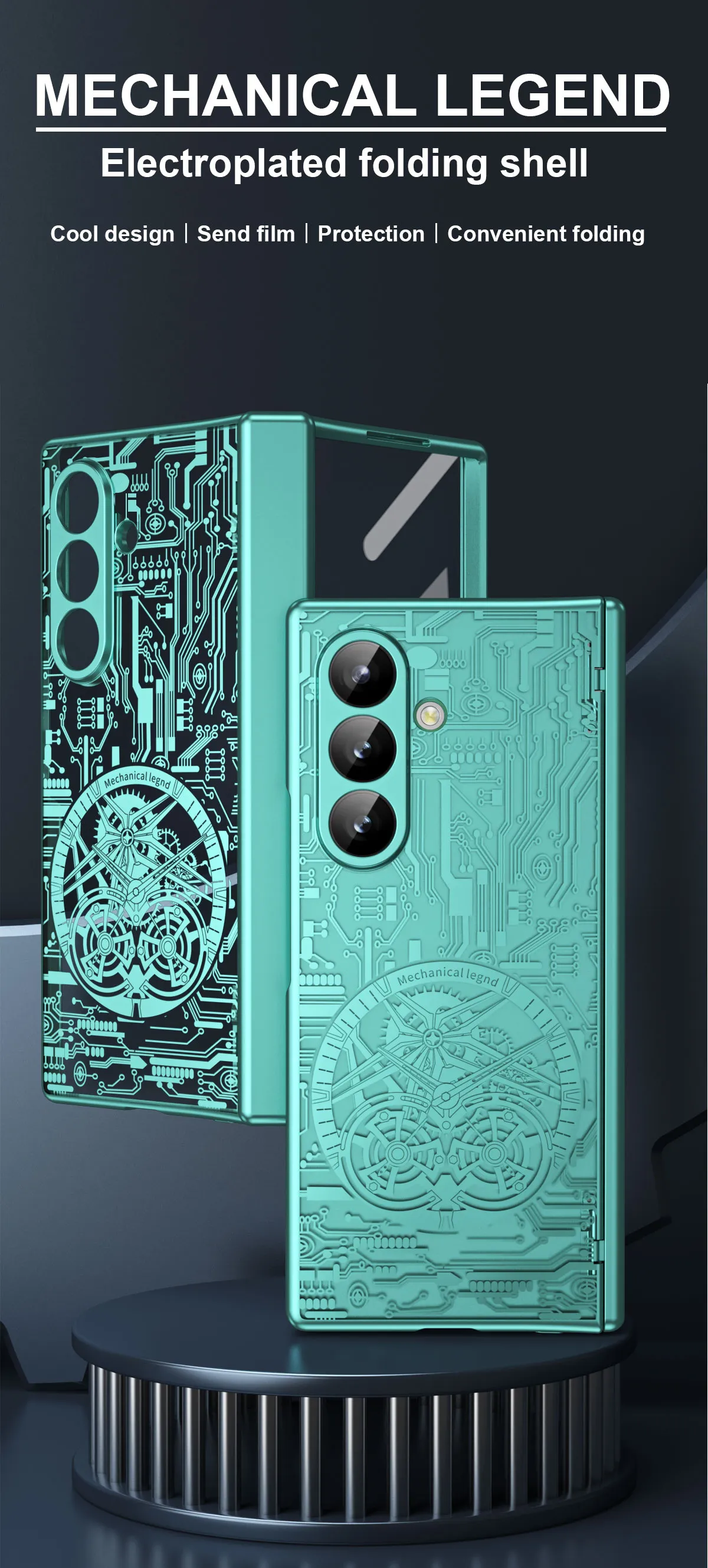 Compatible with Samsung Zfold8 Ultra phone case, FOLD8 foldable screen electroplated mechanical legendary full-coverage protective case