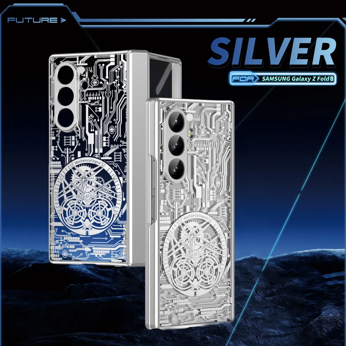 Compatible with Samsung Zfold8 Ultra phone case, FOLD8 foldable screen electroplated mechanical legendary full-coverage protective case