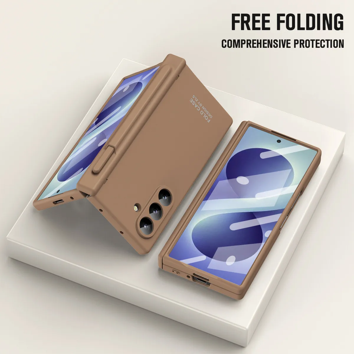 Compatible with Samsung Zfold 8 Ultra phone case, solid color, minimalist design, hinge, full coverage, drop protection.