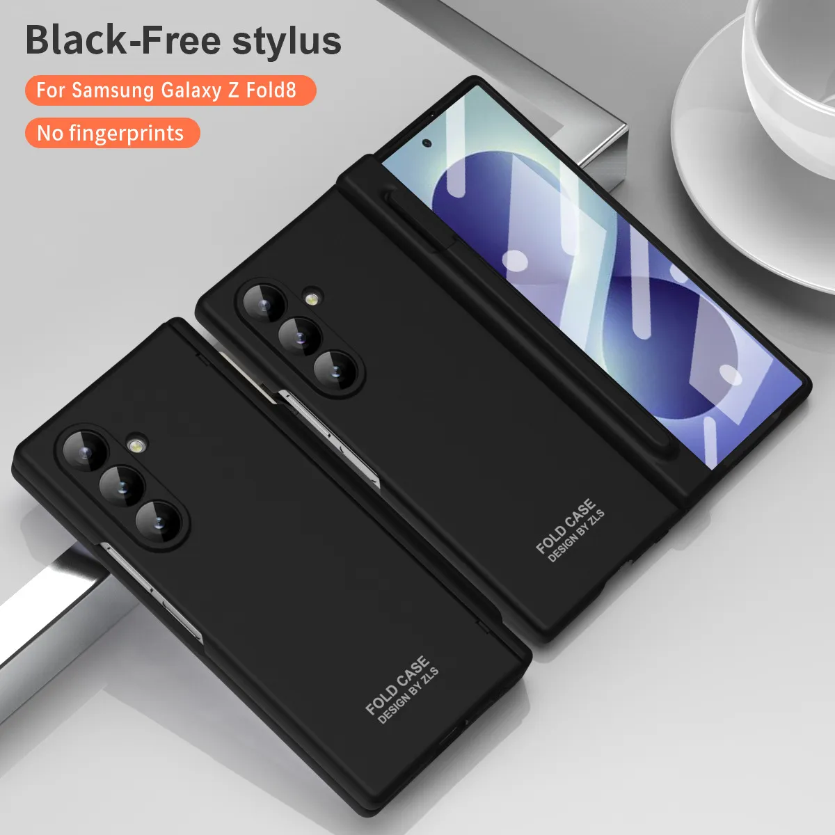 Compatible with Samsung Zfold 8 Ultra phone case, solid color, minimalist design, hinge, full coverage, drop protection.