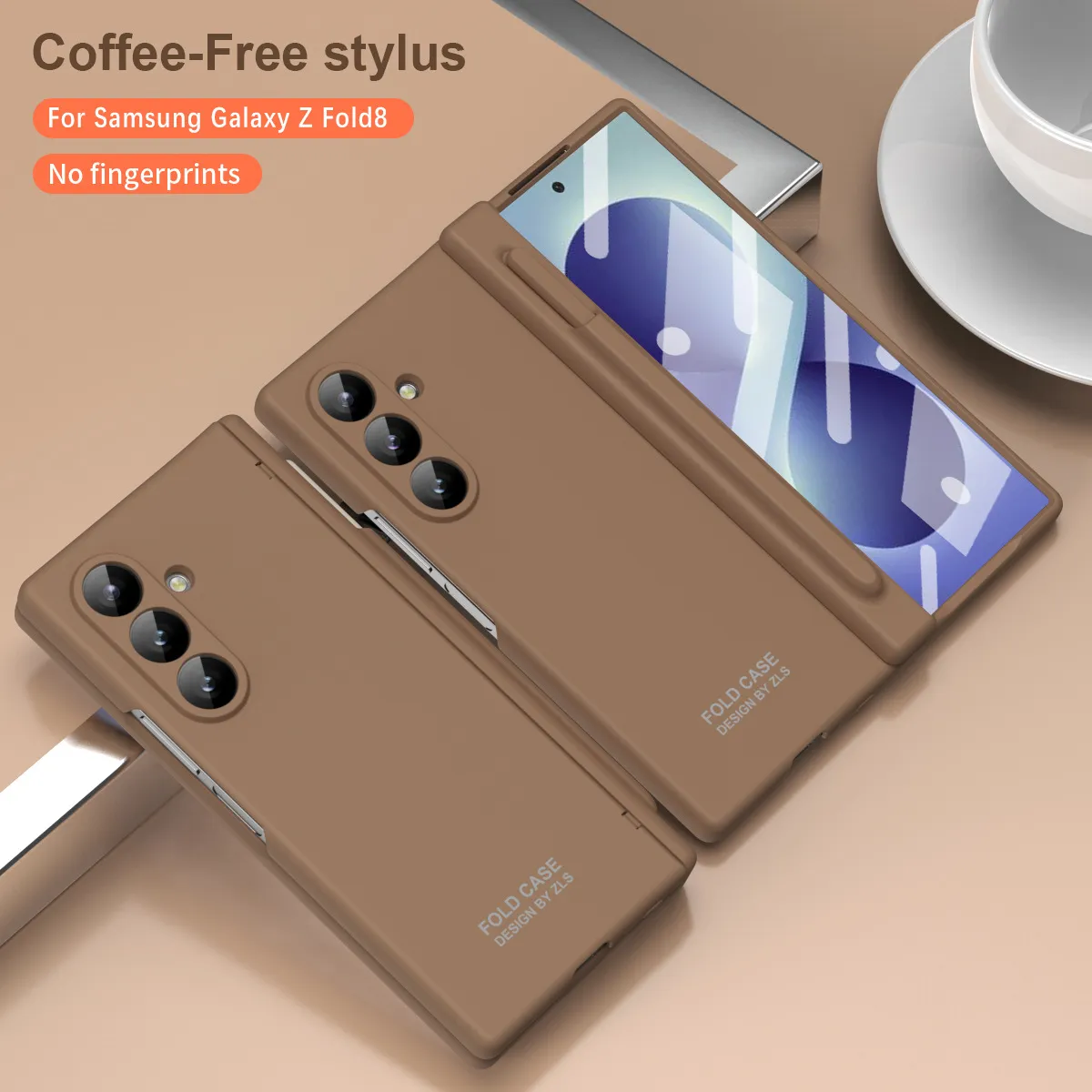 Compatible with Samsung Zfold 8 Ultra phone case, solid color, minimalist design, hinge, full coverage, drop protection.