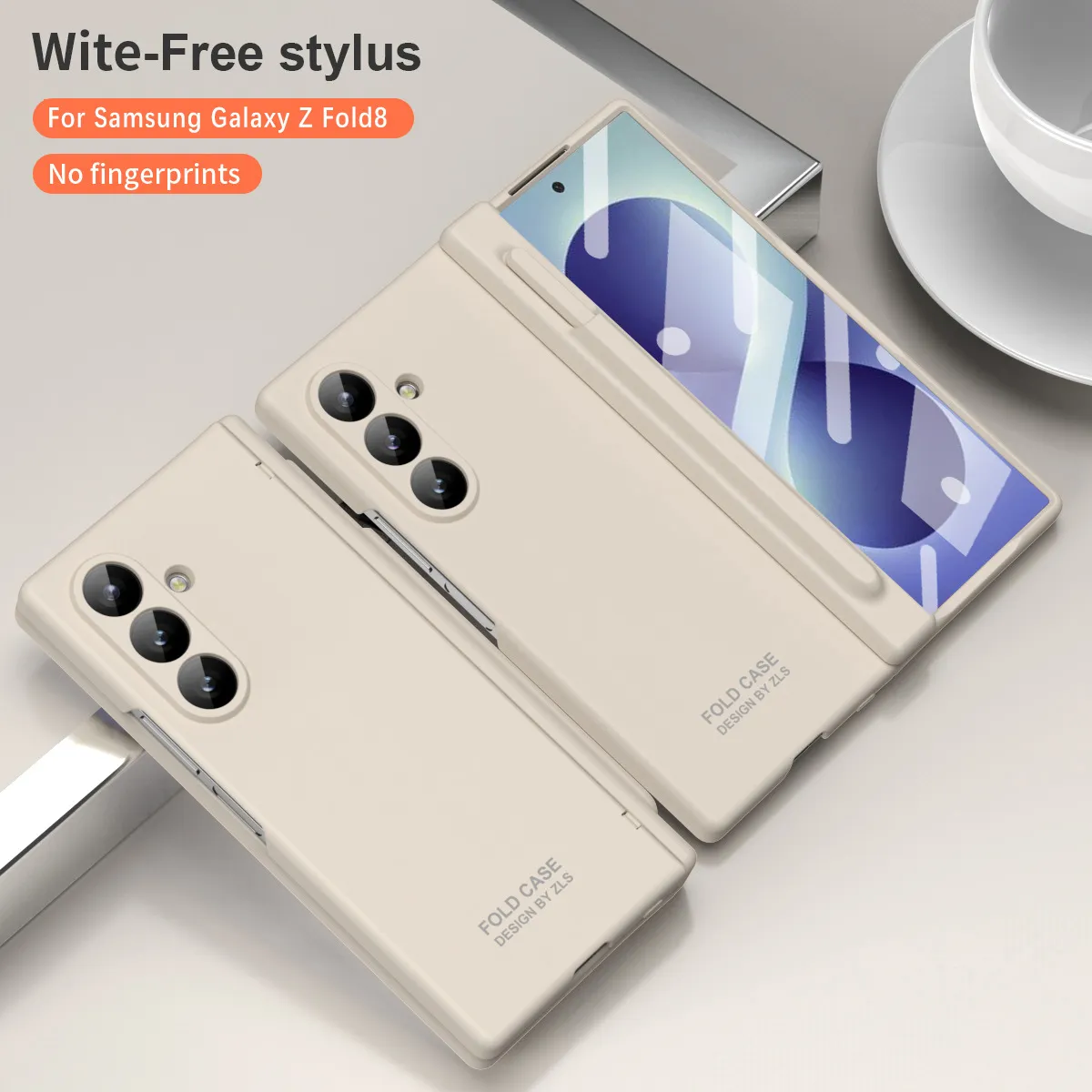 Compatible with Samsung Zfold 8 Ultra phone case, solid color, minimalist design, hinge, full coverage, drop protection.