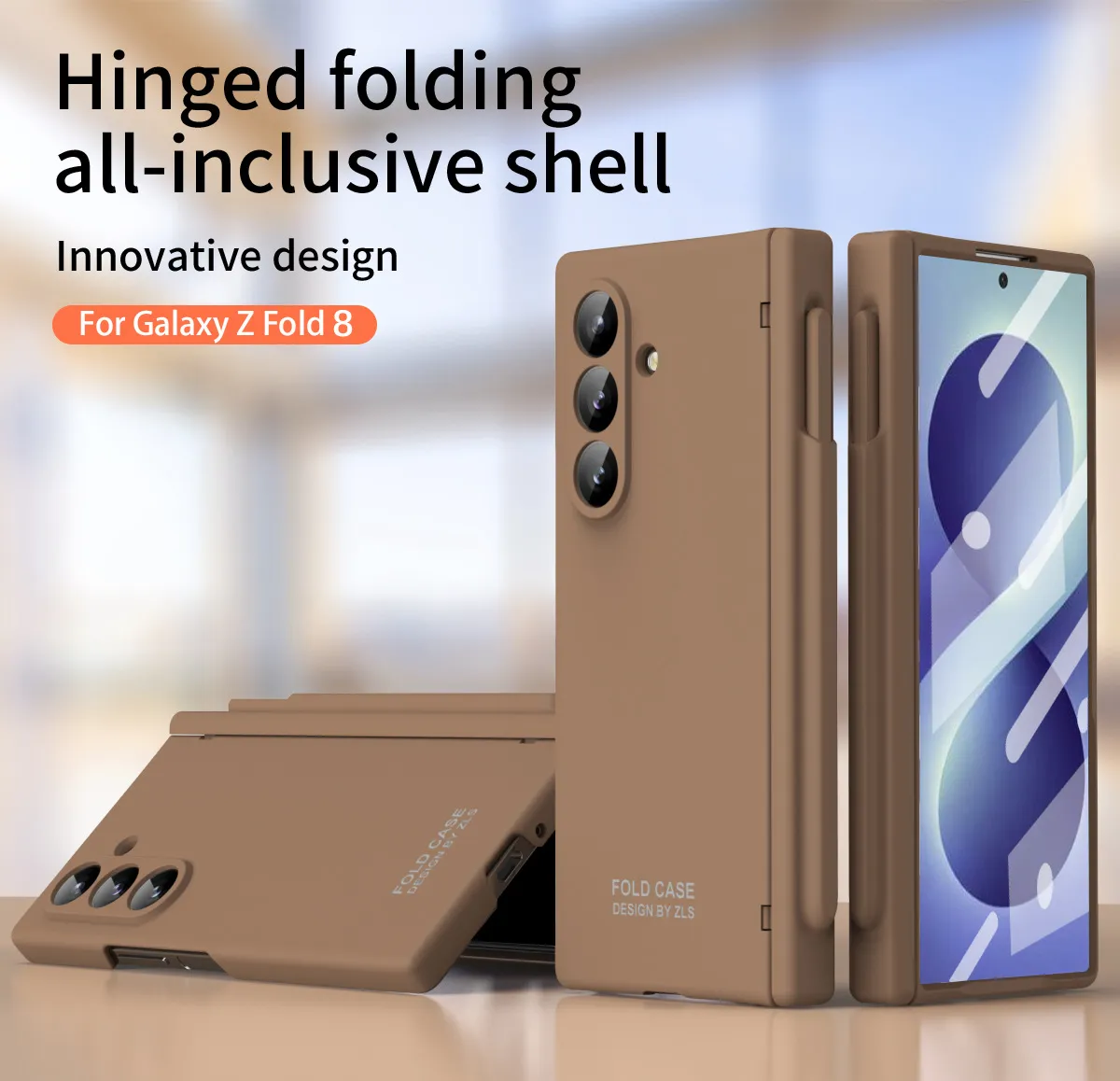Compatible with Samsung Zfold 8 Ultra phone case, solid color, minimalist design, hinge, full coverage, drop protection.