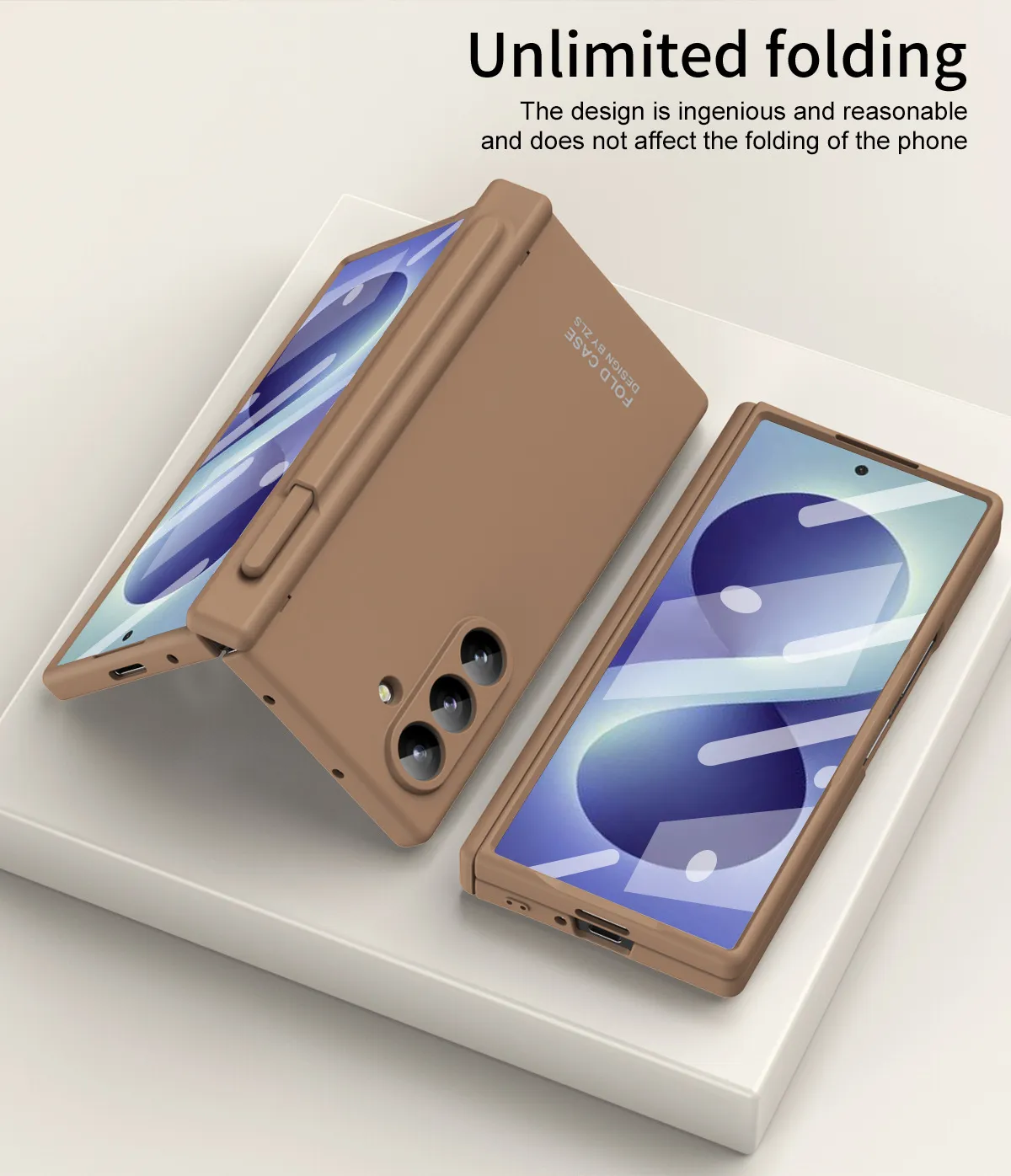 Compatible with Samsung Zfold 8 Ultra phone case, solid color, minimalist design, hinge, full coverage, drop protection.