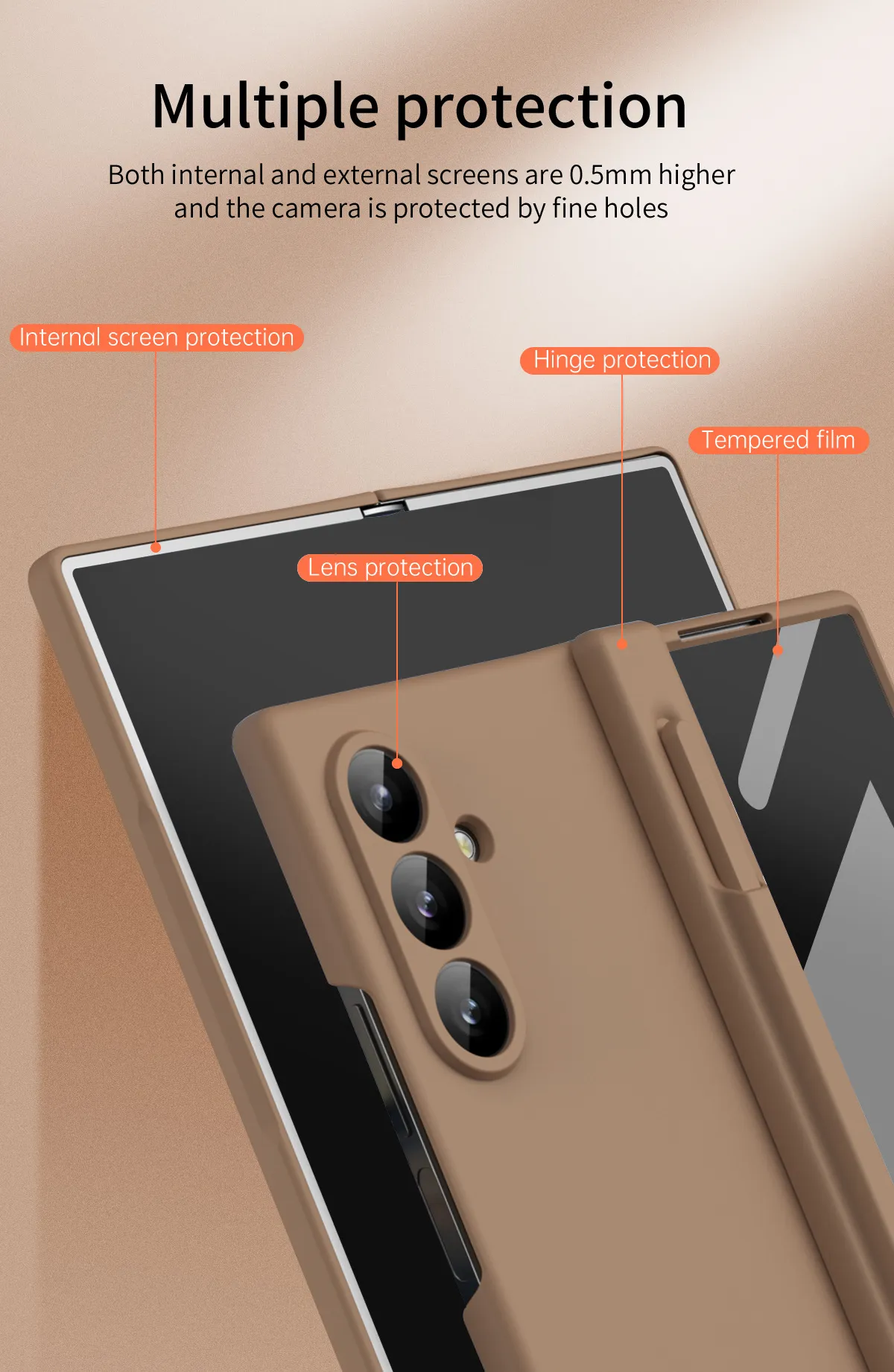 Compatible with Samsung Zfold 8 Ultra phone case, solid color, minimalist design, hinge, full coverage, drop protection.