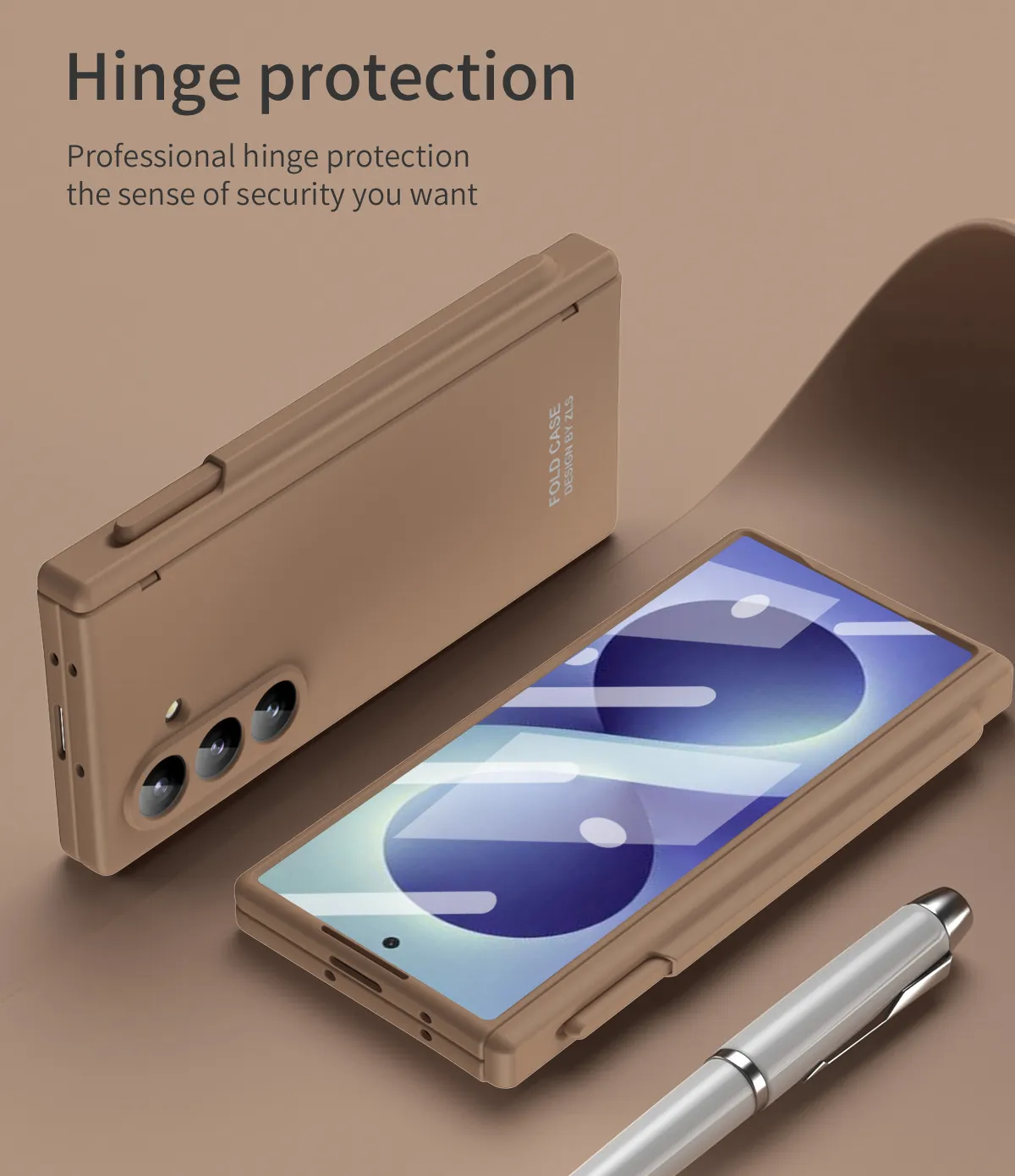 Compatible with Samsung Zfold 8 Ultra phone case, solid color, minimalist design, hinge, full coverage, drop protection.