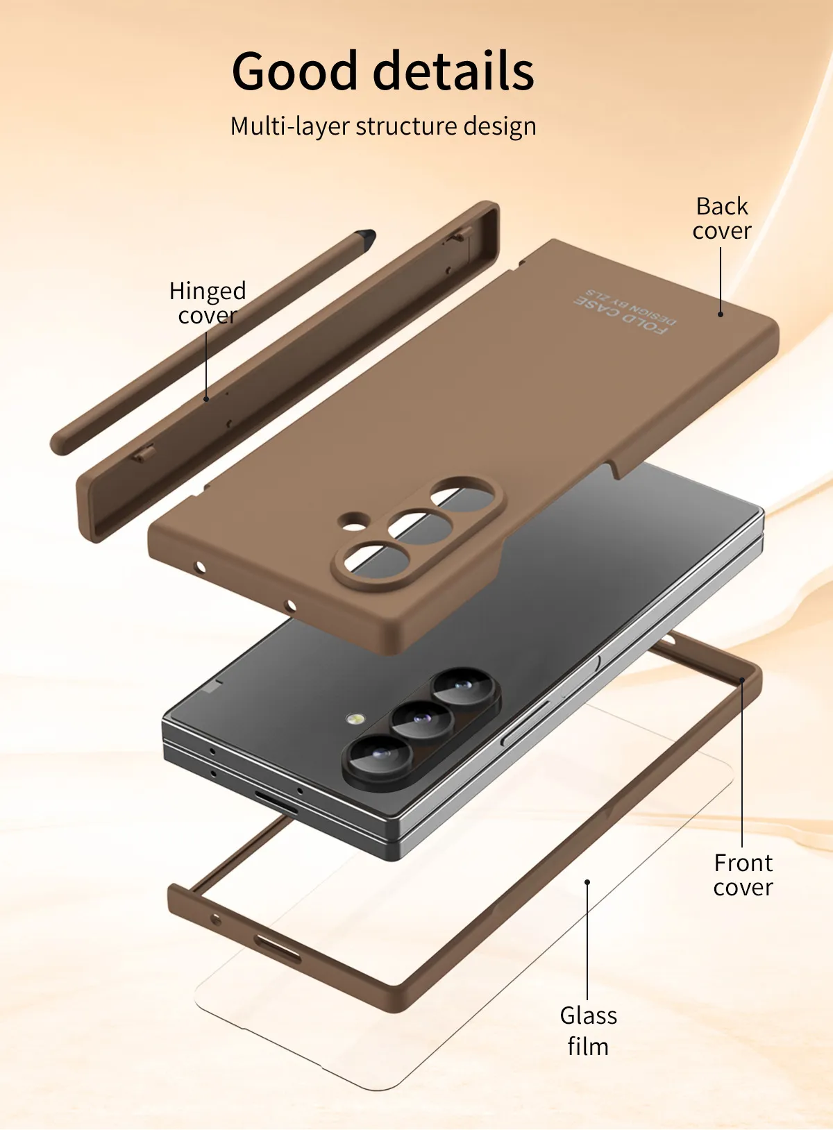 Compatible with Samsung Zfold 8 Ultra phone case, solid color, minimalist design, hinge, full coverage, drop protection.