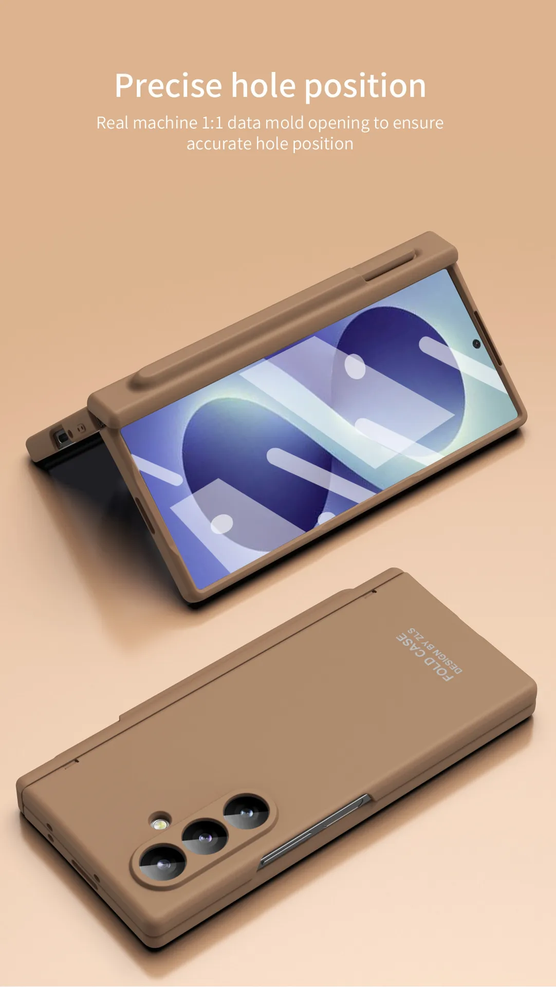 Compatible with Samsung Zfold 8 Ultra phone case, solid color, minimalist design, hinge, full coverage, drop protection.