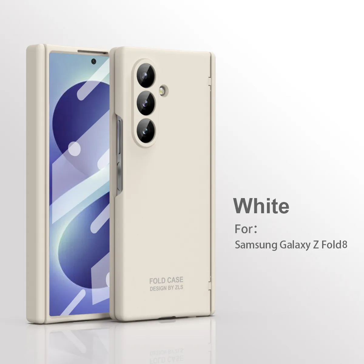 Compatible with Samsung Zfold 8 Ultra phone case, solid color, minimalist design, hinge, full coverage, drop protection.