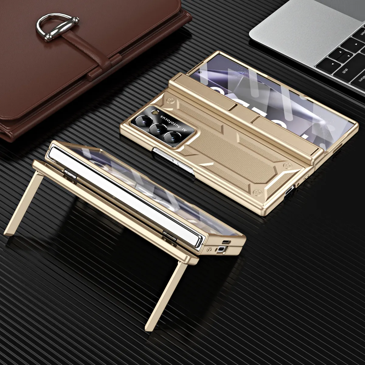 Compatible with Samsung ZFold 6 phone case, dual-stand folding protective case, gold-plated steel armor hinge, full-coverage shockproof case, 5G.