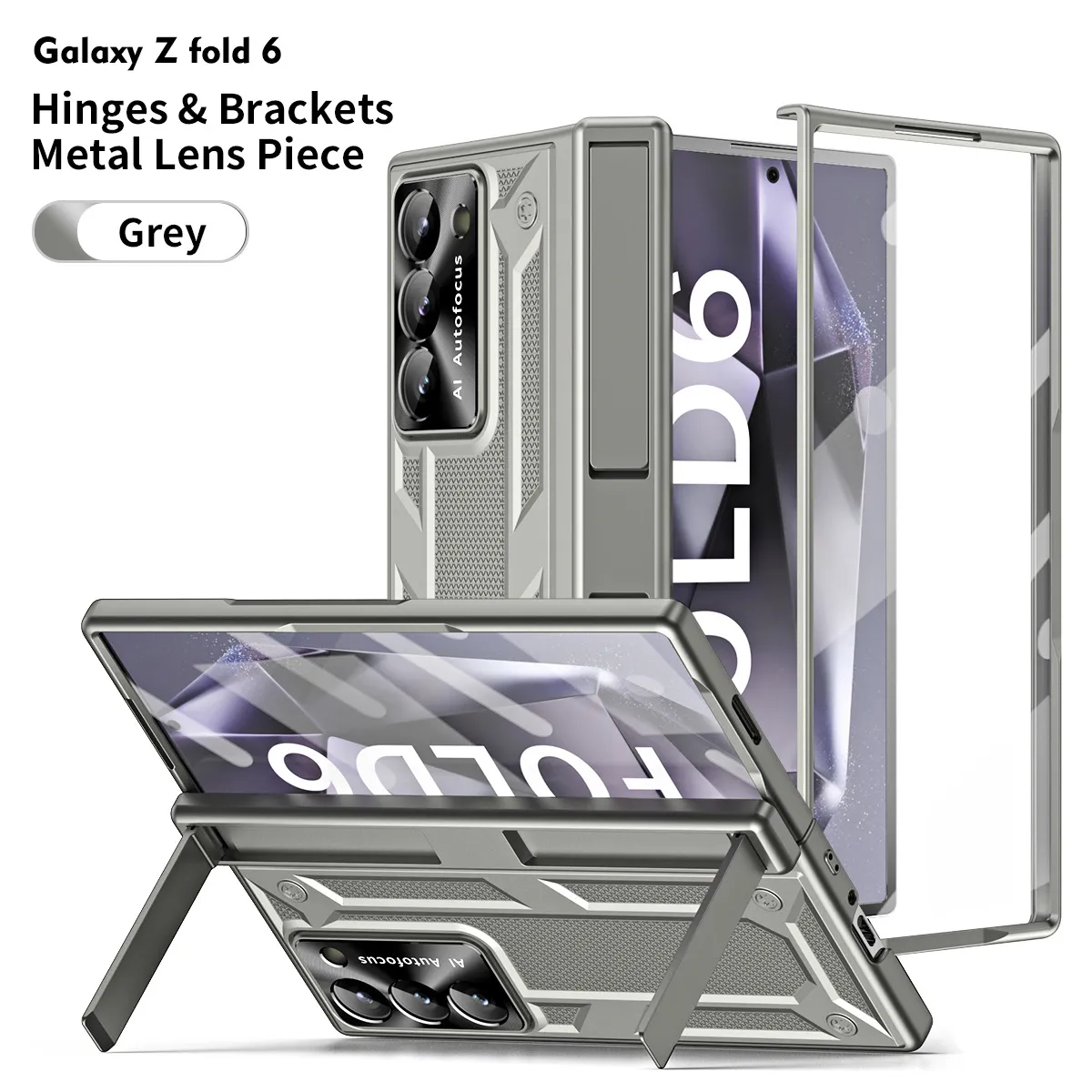 Compatible with Samsung ZFold 6 phone case, dual-stand folding protective case, gold-plated steel armor hinge, full-coverage shockproof case, 5G.