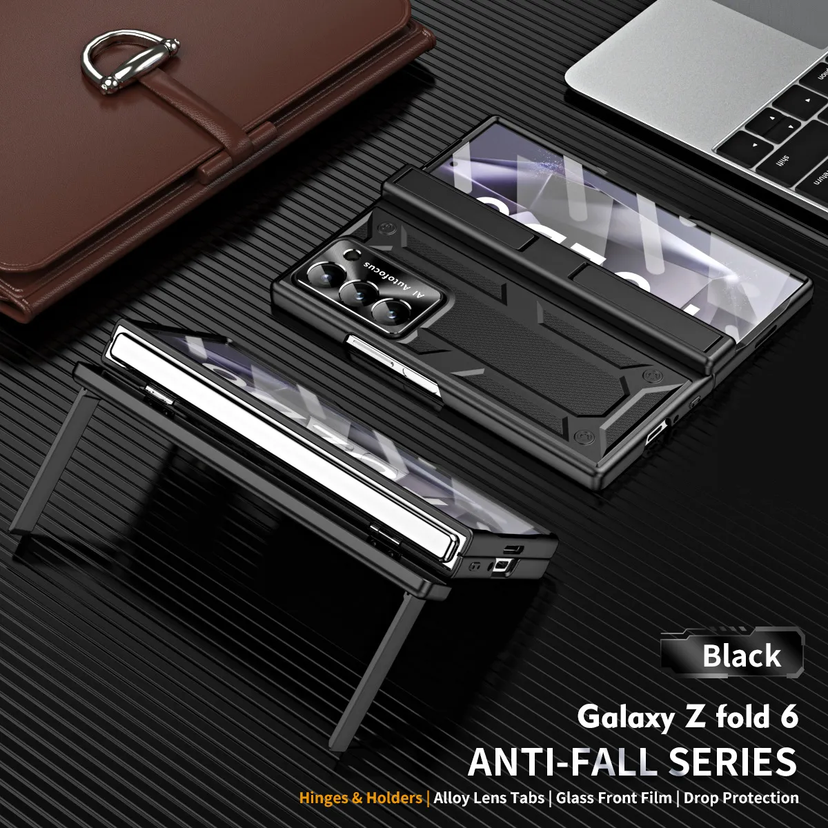 Compatible with Samsung ZFold 6 phone case, dual-stand folding protective case, gold-plated steel armor hinge, full-coverage shockproof case, 5G.